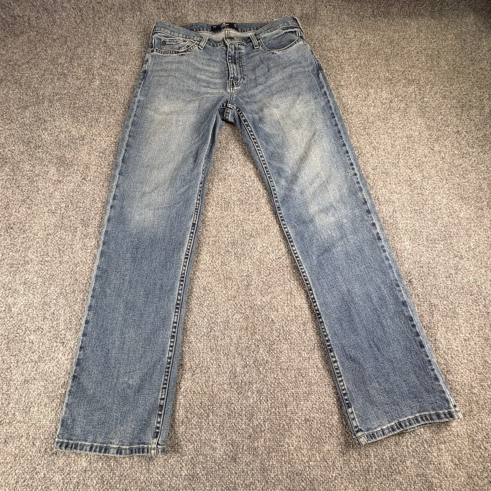 Hollister Jeans Men's 32x32 Blue‎ Epic Flex Straight Faded Whiskered Y2K Skater